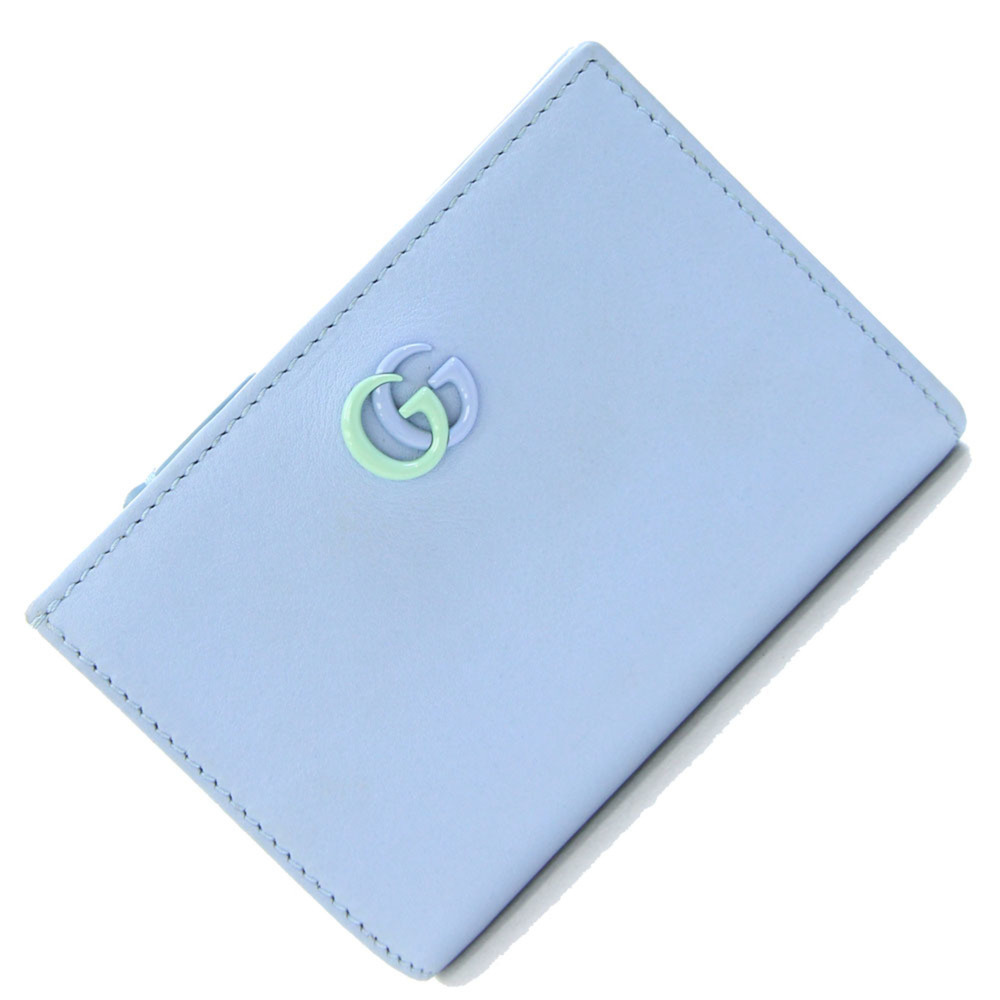 Gucci Bi-fold Wallet Double G Small 790063 Light Blue Green Leather Compact G...